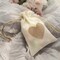 20 Natural Ivory Faux Burlap FAVOR BAGS Heart Design Party Events Decorations
